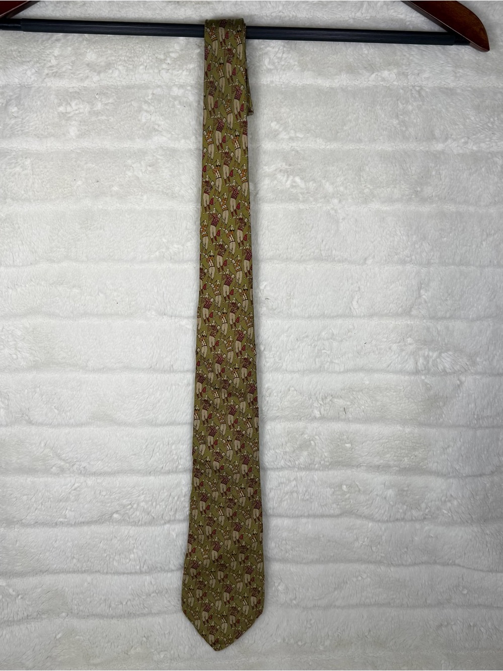 Salvatore Ferragamo Vintage Golfers Golfing Golf Silk Tie 58” Long 3.25” Wide